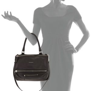 Givenchy Black Pandora sheepskin leather large messenger bag